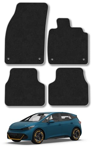 VW ID.3 (2019+) Car Mats Accessories Tailored Fit Carpet Floor Mats Non Slip Grey Trim Accessory Compatible Front Rear Set Anti Slip Full Coverage Granulated Backing Hand-Finished