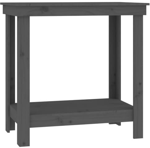 vidaXL Werkbank, Arbeitstisch mit viel Stauraum, Werktisch für Werkstatt Garage, Werkstatttisch Tisch Werkstattbank, Grau Massivholz Kiefer