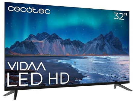 Cecotec Smart TV - LED-Fernseher mit 32 Zoll, HD-Auflösung - A5 Serie ALH50032. VIDAA Smart TV, Dolby Audio System, integriertes WLAN, Kopfhörerausgang, 3 HDMI und 2 USB
