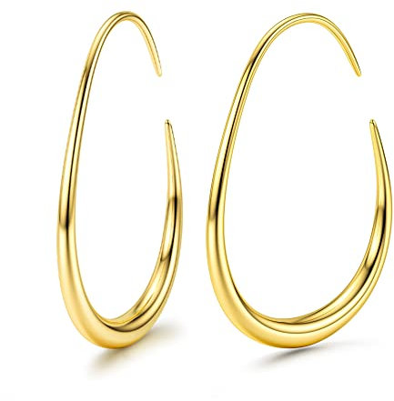Adramata Ohrringe Creolen für Frauen Leichte 14k Vergoldet Große Ovale Gold Ohrringe Baumeln Geschenk für Frauen,G