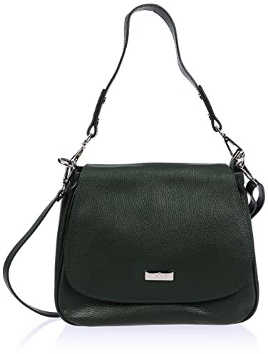 usha BLACK LABEL Damen Handtasche Schultertasche aus Leder, Grün