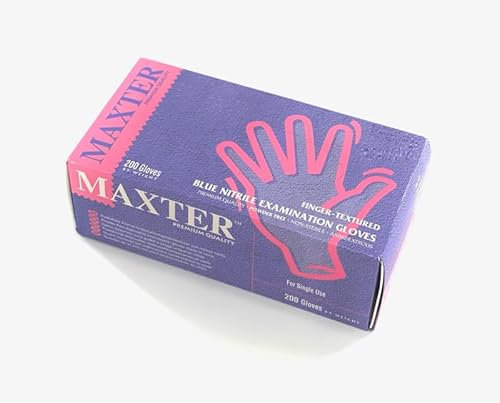Gohy - Guantes NITRILE (200 unidades), color azul sin polvo, 1 caja de 200 guantes
