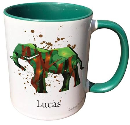 Personalised Elephant Mug Gift - Present for Zoo Animal Lovers - Gifts for Safari Lovers - Personalised Wild Animal Mug - Country Style Mug (Pink)