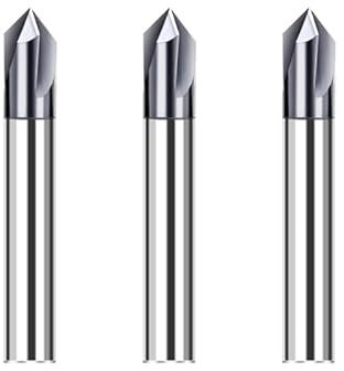 CREEYA 3 Stücke Hartmetall Fasenfräser 4mm, 3 Zähne/Schneiden, HRC 55, 60°, AlTiN Schwarz Beschichtung CNC Fräser, VHM Für Stahl Metall Kunststoff Holz