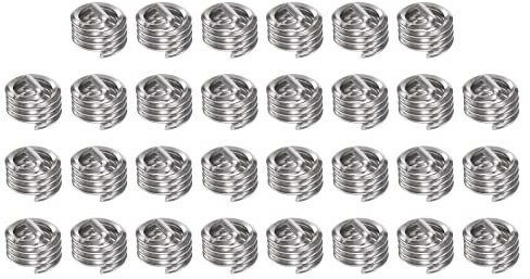 sourcing map 30Stk Draht Gewinde Einsätze 1/4-20 UNC 1D 6.35mm 304 Edelstahl Spirale Gewickelt Draht Gewinde Hülse