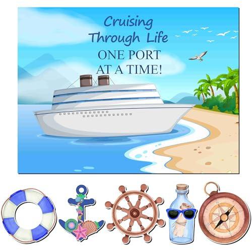 Kanayu 6 Pcs Sea Cruise Door Decorations Magnetic Large Ship Decorations Magnets Anchor Cruise Decor Car Fridge Magnet Decal for Carnival Stateroom Door