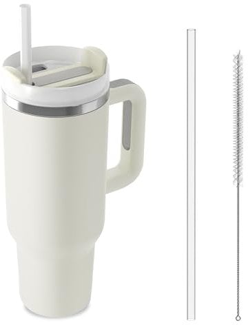 40oz Tumbler with Straw & Lid: Travel Thermos Mug for Hot & Cold Drinks – Insulated Thermal Coffee Flask Cup Perfect for On-The-Go Refreshments
