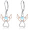 OHAYOO Mondstein Engel Ohrringe 925 Sterling Silber Schutzengel Damen Kinder Vergoldet Schmuck Geschenke