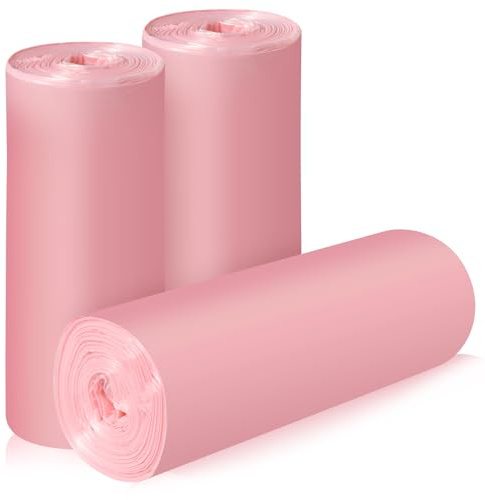 Lot de 60 petits sacs poubelle solides pour bureau, maison, chambre à coucher, rose