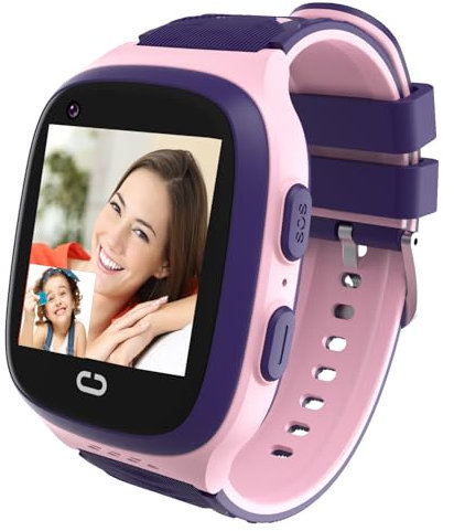 4G Kids Smart Watch GPS Tracker - Smartwatch with Two Way Call Video Calling 7 Puzzle Games Voice Chat SOS School Mode Pedometer Geo-Fence Touch Screen Alarm Clock Smartwatches for Boys Girls