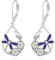 Kolibri/Biene/Schmetterling/Libelle Ohrringe für Damen 925 Sterling Silber Gänseblümchen Hängend Ohrhänger für Mädchen Vogel Schmuck Geschenk (Öl tropft Libellengänseblümchen)