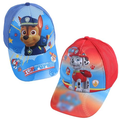 MIUNUO 2 Stücke Pat Patrol Kinder Baseball-Cap, Verstellbare Sonnenschutz Hut Für Mädchen Jungen, Blau/Rot