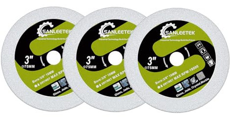 SANLEETEK Diamant Trennscheibe für Glas - 3 Stücke 75mm Diamant Sägeblatt Schneiden und Schleifen für Glas Jade Kristall Weinflasche Fliesen Marmor