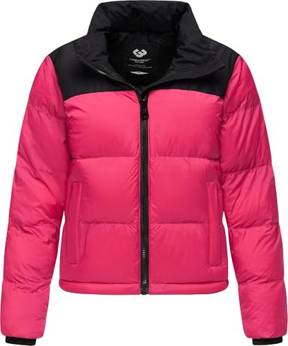 Ragwear Damen kurze Winterjacke warme Colourblocking Steppjacke mit Stehkragen Serah YOUMODO XS-6XL
