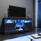 ELEGANT 1350mm Modern High Gloss TV Stand Cabinet with Ambient Light for 22-55 Flat Screen 4k TVs/LED Light TV Cabinet with Shelves and Cabinets for Living Room Bedroom, Black