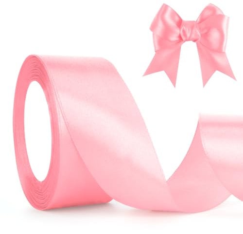 Rosa Geschenkband Pink Schleifenband Satinband 23m, 4cm Breite, Hellrosa Pink Dekoband Stoffband für Hochzeit Halloween Weihnachten Taufe Geburtstag DIY-Handwerk Geschenkverpackung Seidenband Hellpink