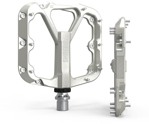 Shredr. Flat Pedale für MTB | Superleichte Flatpedals fürs Mountainbike | In 2 Größen und 9 Farben | Nur 320 Gramm (Silber, XL)
