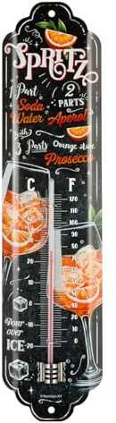 Nostalgic-Art Retro Thermometer, 7 x 28 cm, Aperol Spritz – Geschenk-Idee als Bar-Zubehör, aus Metall, Vintage Design