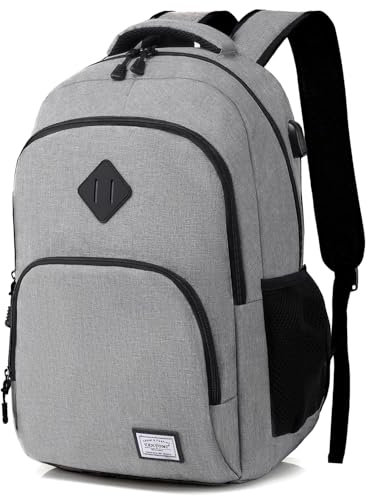 MoFut Rucksack Herren & Damen, Reiserucksack, Schultasche viele Fächer mit 15,6 Laptopfach, Wasserdichter Handgepäck Rucksäcke, Backpack für Studenten, Büroangestellte, Reisen Wandern (Hellgrau)