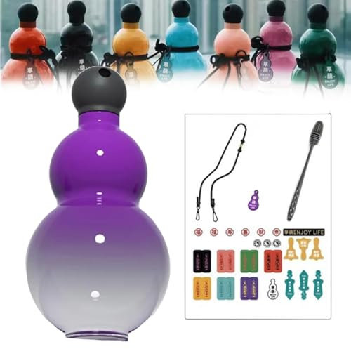 Gourd Water Bottle, 900ml Chinese Retro Inspired Gourd Style Water Bottle, Portable Gourd Sports Travel Water Bottle, Large Capacity Bottle Gourd for Black M-YTH Monkey King Game Fan (Lila)