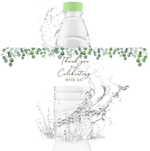 URROMA 50 St點k Wasserflaschenetiketten aus Eukalyptusblatt, wasserdicht, f黵 Getr鋘ke, f黵 Party, Hochzeit, Dusche, Brautparty, Zeremonie, Dekorationszubeh鰎