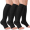 ACTINPUT 3 Paar Kompressionsstrümpfe Damen und Herren,Kompressionssocken Offene Spitze Abgestufte Unterstützung Stützstrümpfe kniestrümpfe für Flug,Laufen, Sport, Reise Sommer(Schwarz,L-XL)