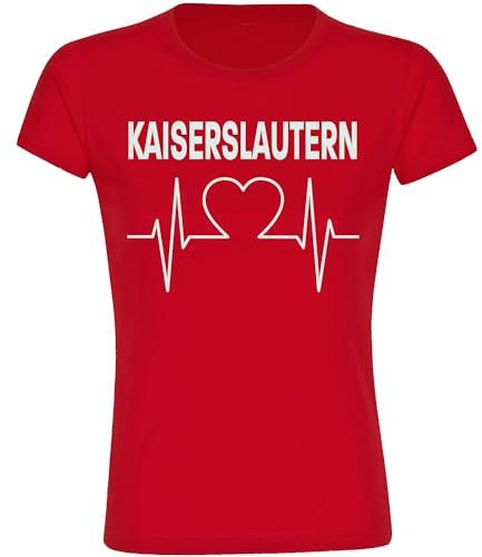 multifanshop Damen T-Shirt - Kaiserslautern - Herzschlag - Druck weiß - Frauen Größe M rot