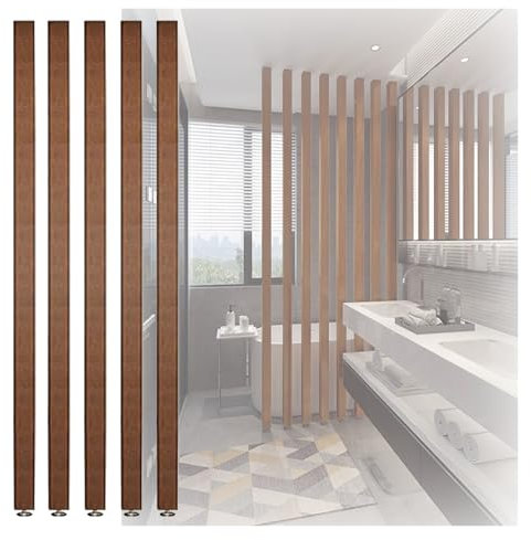 HDYZJQ Raumteiler-Trennwand, Pfosten, Holzlatten, braun, 60–240 cm hoch, vom Boden bis zur Decke, Wandpfosten, Trennwände, Trennwände für Zuhause, Büro, Kabinendekoration(5 Pack,H170cm/67in/5.5ft)