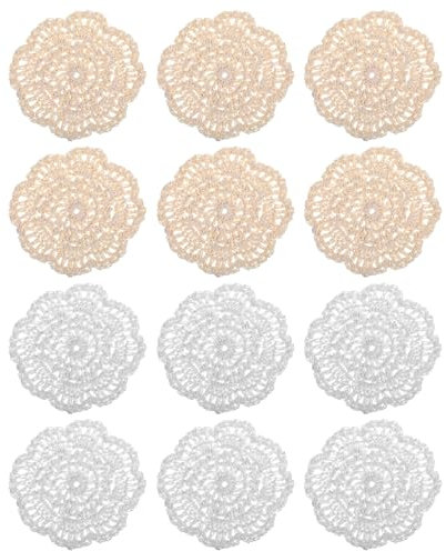 AOZUO Kleine Spitzendeckchen für Tassen, Untersetzer, 10,2 cm, rund, Baumwoll-Spitzen-Untersetzer, handgefertigt, Vintage-Häkeldeckchen, rustikale Tischdeckchen, Dekoration für Küche, Esszimmer,