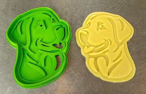 Labrador XL Keks-Ausstecher mit Stempel gruen – Zweiteilig für variable Teighöhen – Weihnachtsdackel Plätzchen-Form für Hunde-Kekse Butter-Kekse – Hundekeksform