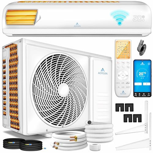 AERSON® Klimaanlage Split Set mit WiFi/App Funktion | Klimagerät Kühlen A++/ Heizen A+ - 18000 BTU/h (5100 Watt) Kältemittel R32 | Wandklimagerät Splitgerät Fernbedienung, Timer & Montagematerial