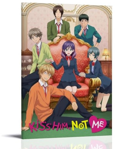 LRXDECOR Poster mit Anime-Motiv Kiss Him Not Me, Leinwanddrucke für Schlafzimmer, Zuhause, ästhetische Dekoration, 40 x 60 cm, Rahmenstil-1