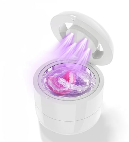 Ultraschallreinigungsgerät, 45000Hz Ultraschall-Brillenreiniger Mit UV, 2 Zeitmodi Ultraschallreiniger 360° Tiefenreinigung für die Reinigung von Schmuck, Zahnersatz, Uhren,Brillen, Ringe (Bianco)