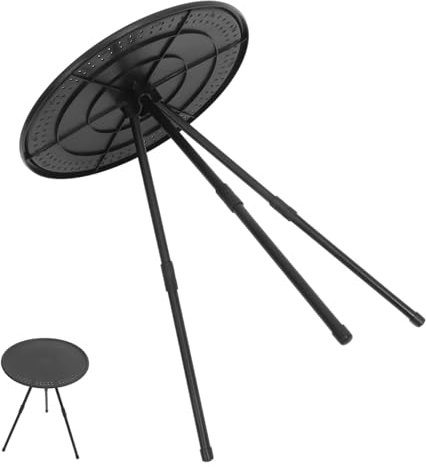 SEWOART Mesa Plegable Redonda Compacta con Altura Ajustable para Camping y Picnic Estable y Ligera para Jardín Playa y Senderismo Mesa De Exterior Portátil y Fácil De Transportar