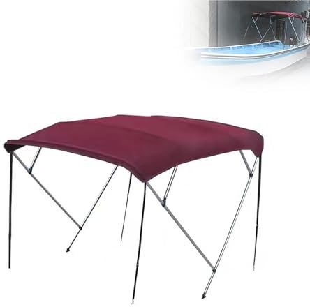 Toldo Bimini para Barco de 4 Arcos Toldo de 900D con Parasol, Impermeable, para Botes Inflables, Marco de Aluminio de 25 mm con Herrajes de Montaje(210-230CM/74-91)