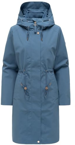 MARIKOO Damen Parka (S-3XL) mit Kapuze, verstellbarem Taillenzug und Eingrifftaschen mit Blende - N136