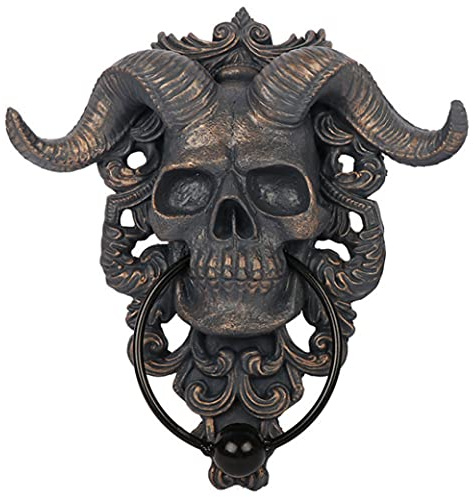 S Gehörnter Totenkopf Türklopfer Skelettkopf Gothic Türklopfer Dekor für Haustüren