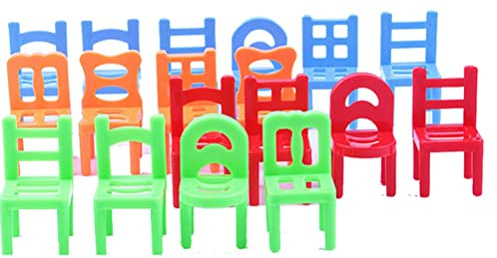 Vroomoto Balancing Chairs Stacking Game Chair Stacking Balance Game Chair on Tower 18 Chairs Multiplayer Puzzle Toy with Color and Shape Recognition Hand Eye Coordination for