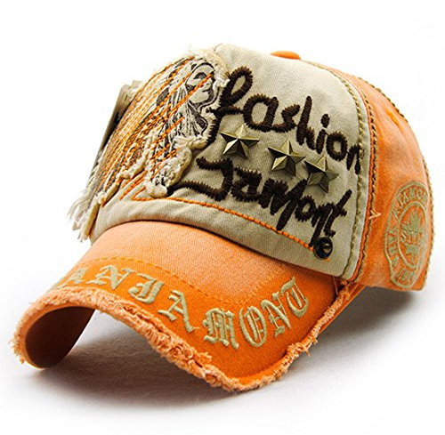 Kuyou Vintage Baseball Mütze Caps Distressed Sport Trucker Hat (Orange)