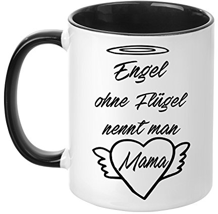 Tasse mit Spruch - Engel ohne Flügel nennt man Mama - beidseitig bedruckt - Teetasse - Kaffeetasse - Muttertag - Mutterherz - Geschenk