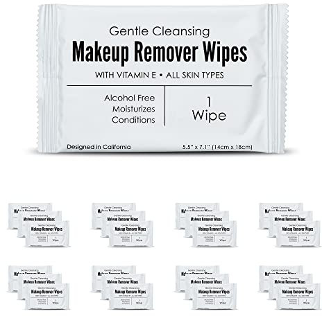 World Amenities - Bulk Makeup Remover Wipes | 500 Count $0.09 unit | Individually Wrapped, Gentle Cleansing, Alcohol Free - All Skin Types - Vitamin E - 100% Recyclable, Hotel Travel Size Toiletries