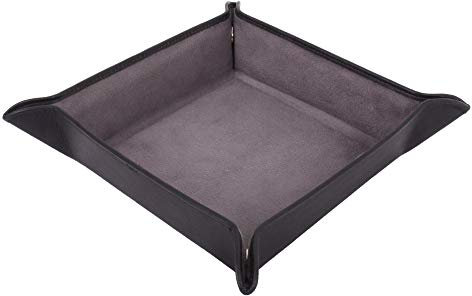 Genuine Black Leather Trinket Tray - Nappa by Pierre Cardin | Storage for Keys Phone Coins Watches Jewellery | Organiser Catchall Valet Tidy Trays