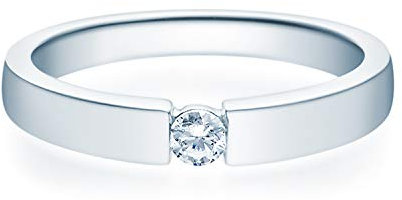 Damen Verlobungsring Weißgold Solitärring Diamantring 0,10 carat Ehering