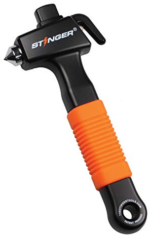STINGER Ztylus Super Duty Car Emergency Escape & Rescue Tool, Hardened Carbon Steel Car Safety Hammer, Spring Loaded Window Breaker, Razor Sharp Seat Belt Cutter, Auto Disaster Life-Saving (Orange)