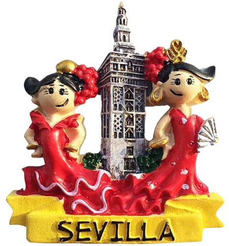 Flamenco Dance of Sevilla Spanien 3D-Kühlschrankmagnet, Reise-Souvenir, Geschenksammlung, Heim- und Küchendekoration, Magnetaufkleber, Sevilla, Kühlschrankmagnet