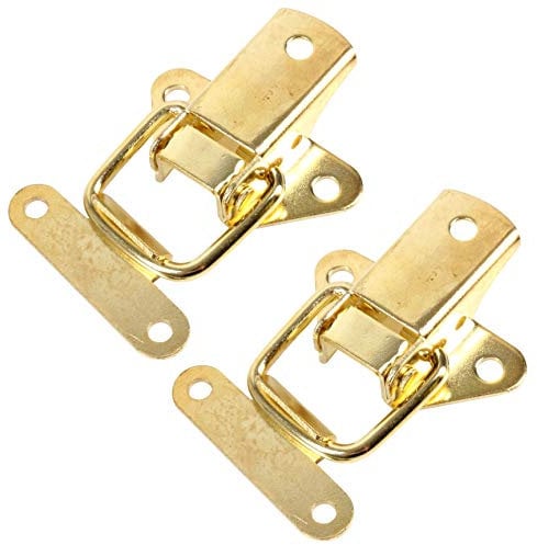 2X Brass Plated Toggle Latches 53mm Fastening for Suitcase, Chest, Trunk, Tool Boxes & Briefcases