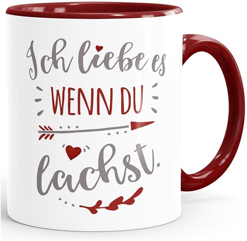 MoonWorks® Kaffee-Tasse Panda Ich Deins Du Meins Wir Eins Liebes-Geschenk Liebesbeweis Geschenkidee Freund Freundin Bordeauxrot Keramik-Tasse