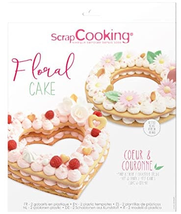 ScrapCooking - Floral Cake - Schablone für Herz und Krone Kuchen, Number Cake Stil - Für Geburtstage, Feiern - Backzubehör Form - 3916