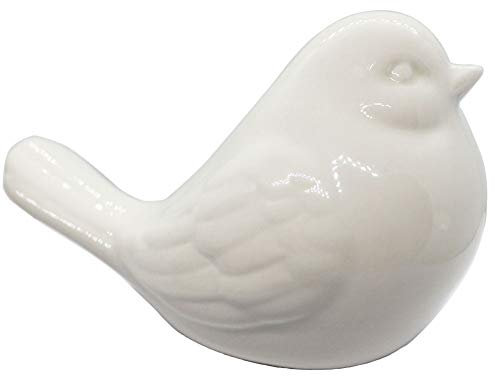 realideas Weiße Vogelfigur, Keramik, mollige Vogelfigur, Landhaus, Tier, Vogelstatue, Dekorationen für Zuhause, Garten, Dekoration, Akzente