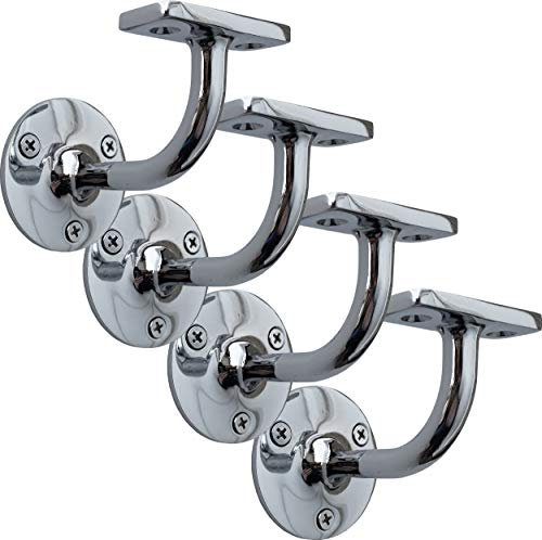 IRONTITE® 4X Chrome Handrail Brackets, Heavy Duty Banister Brackets, Suits Wood Or Metal Stair Banister, Perfectly Finishing The Look of Your Hand Rail (4 Pack)